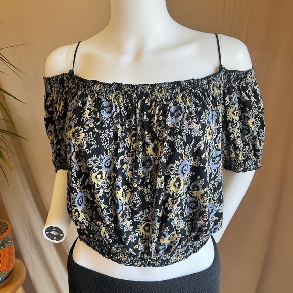 Free People peasant style bare shoulder floral top - Picture 1 of 6